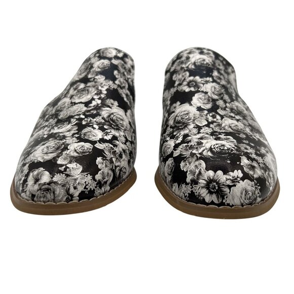 Journee Collection JC Womens 7 Black White Floral Slip On Mules Casual Office - Picture 5 of 9